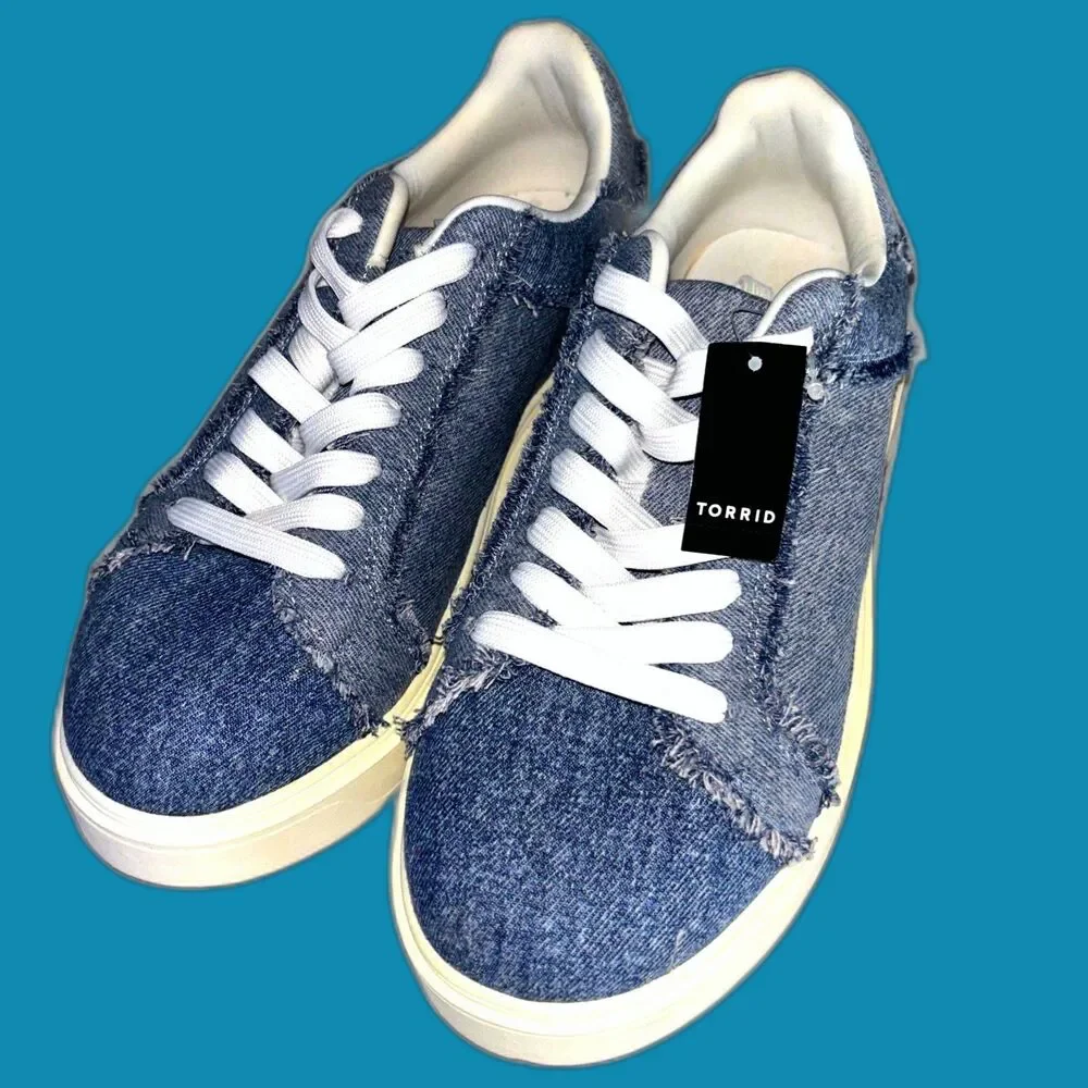 Torrid Women’s Denim Chunky Lace-Up Sneakers NWT SIZE 9